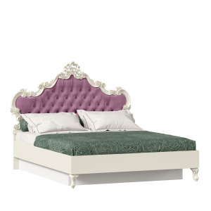 Фото кровать двуспальная 1600 с подъемным механизмом с мягким изголовьем маркиза (алебастр/сиреневый) Любимый Дом