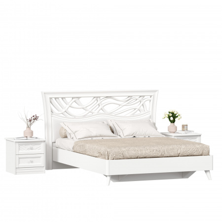 Фото кровать двуспальная 1600 с тумбами джулия (белый) Любимый Дом