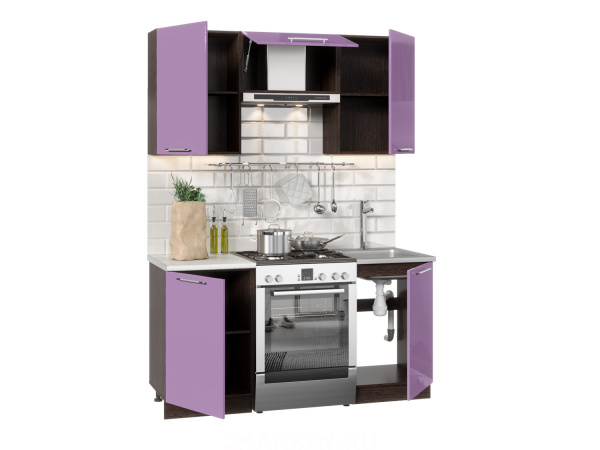 Фото софия олива №10 кухня 160 см, глянец фиолетовый, к. венге Интерьер-центр
