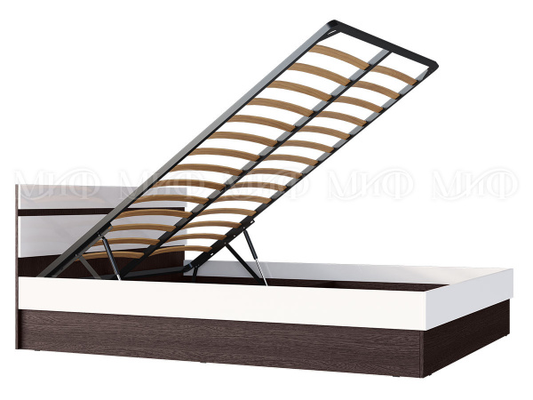 Фото ким кровать с подъемным механизмом 1,6м, белый глянец, венге МИФ