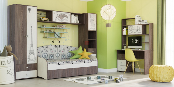 Фото омега-18 набор мебели для детской №2, ясень анкор темный/ясень анкор светлый Фант