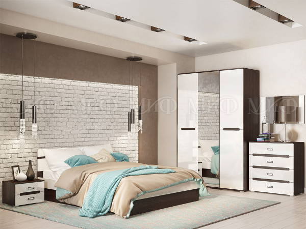 Фото ким модульная спальня белый глянец, венге МИФ