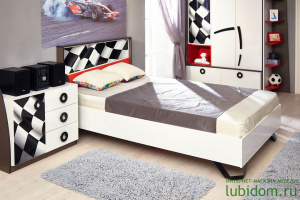 Фото кровать полутороспальная 1200 формула (скала/белый/красный) Любимый Дом