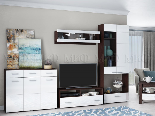 Фото нэнси набор мебели для гостиной №3, белый глянец, венге МИФ
