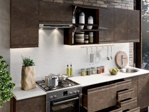 Фото бруклин №48 кухня 280 см, бетон коричневый, к. венге Интерьер-центр