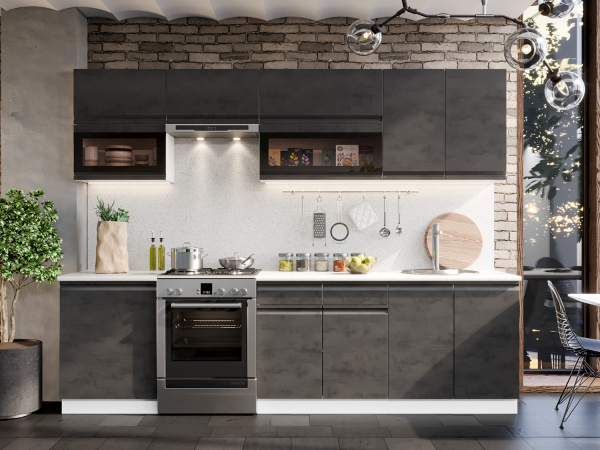 Фото бруклин модульная кухня, бетон черный, к. белый Интерьер-центр