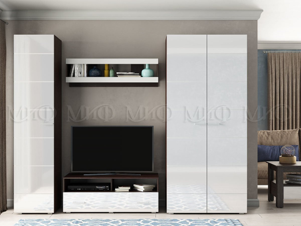 Фото нэнси набор мебели для гостиной №2, белый глянец, венге МИФ