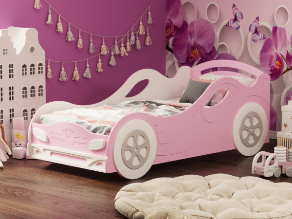 Фото омега-12 мдф кровать №2 для девочки, розовый Фант