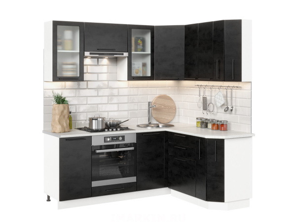 Фото нувель модульная кухня, бетон черный, к. белый Интерьер-центр