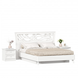 Фото кровать двуспальная 1600 с подъёмным механизмом с тумбами джулия (белый) Любимый Дом