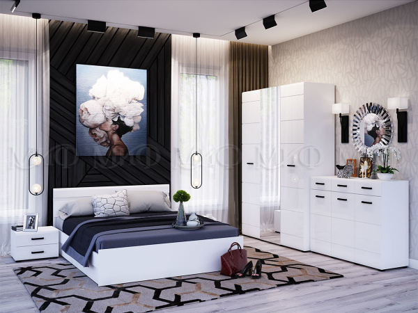 Фото ненси модульная спальня белый глянец МИФ