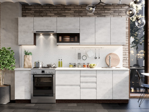 Фото бруклин №48 кухня 280 см, бетон белый, к. венге Интерьер-центр