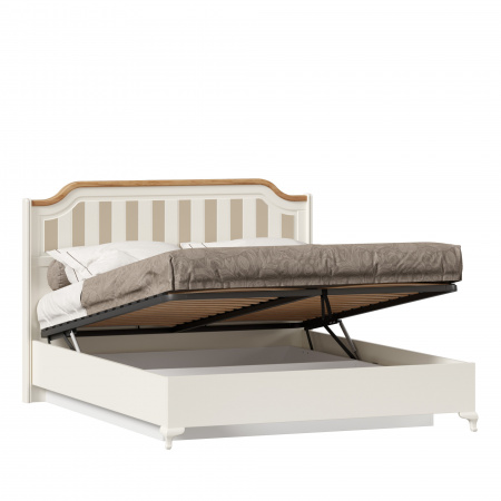 Фото кровать двуспальная 1600 с подъёмным механизмом вилладжио (алебастр/дуб золотой) Любимый Дом