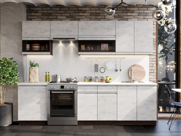 Фото бруклин модульная кухня, бетон белый, к. венге Интерьер-центр