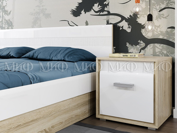 Фото фортуна набор мебели для спальни №1, белый глянец, дуб сонома МИФ