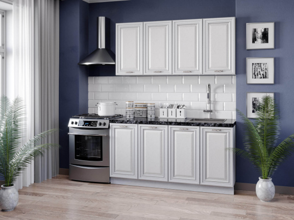 Фото кухонный гарнитур 2200 италия (белый/дуб светлый) Любимый Дом