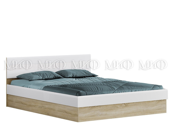 Фото фортуна кровать с подъемным механизмом 1,4м, белый глянец, дуб сонома МИФ