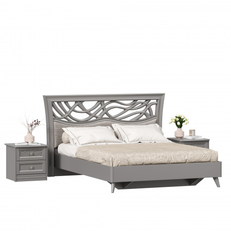 Фото кровать двуспальная 1600 с тумбами джулия (оникс серый) Любимый Дом