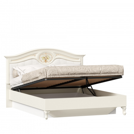 Фото кровать 1600 с подъемным механизмом флоранс (алебастр/шампань) Любимый Дом
