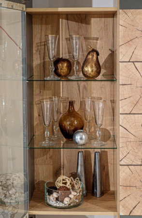 Фото шкаф двухстворчатый со стеклом 920 фиджи (правый дуб золотой/антрацит) Любимый Дом