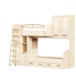 Фото двухъярусная кровать с ящиками александрия (кожа ленто/рустика) Любимый Дом