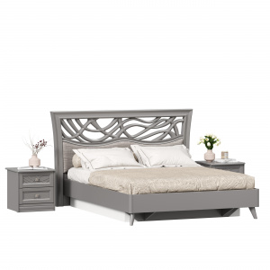 Фото кровать двуспальная 1600 с подъёмным механизмом с тумбами джулия (оникс серый) Любимый Дом