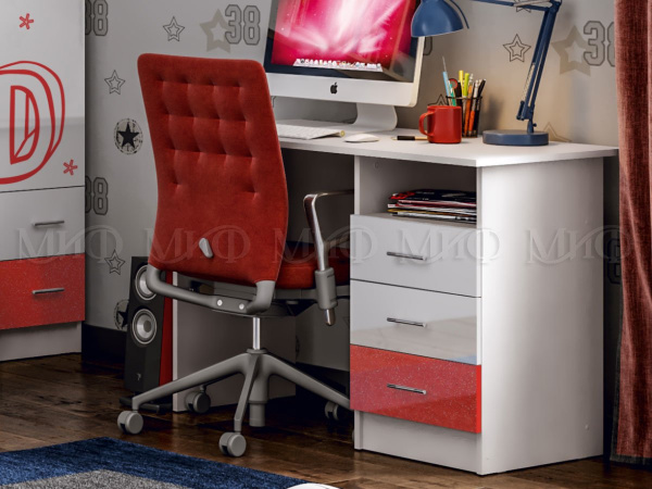 Фото вега алфавит стол письменный, белый/красный МИФ