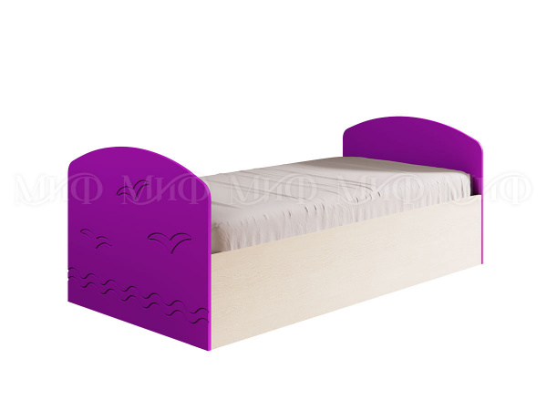 Фото юниор-2 кровать, фиолетовый металлик, дуб беленый МИФ