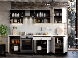 Фото бруклин модульная кухня, бетон белый, к. венге Интерьер-центр