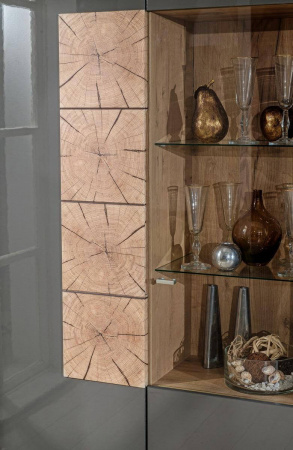 Фото шкаф двухстворчатый со стеклом 920 фиджи (левый дуб золотой/антрацит) Любимый Дом