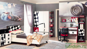 Фото кровать полутороспальная 1200 формула (скала/белый/красный) Любимый Дом