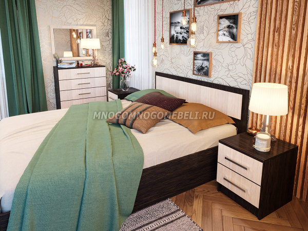 Фото фиеста модульная спальня дуб беленый, венге МИФ