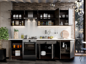 Фото бруклин модульная кухня, бетон черный, к. венге Интерьер-центр