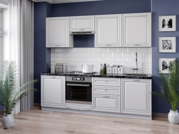 Фото кухонный гарнитур 2400 италия (белый/дуб светлый) Любимый Дом