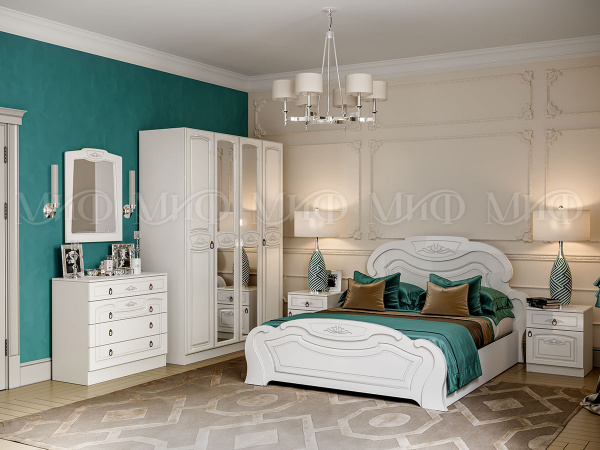 Фото александрина набор мебели для спальни №1, белый глянец МИФ